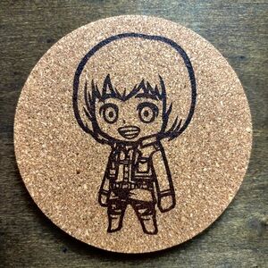 Attack On Titan Armin Arlert Chibi Style Laser Engraved Cork Coaster